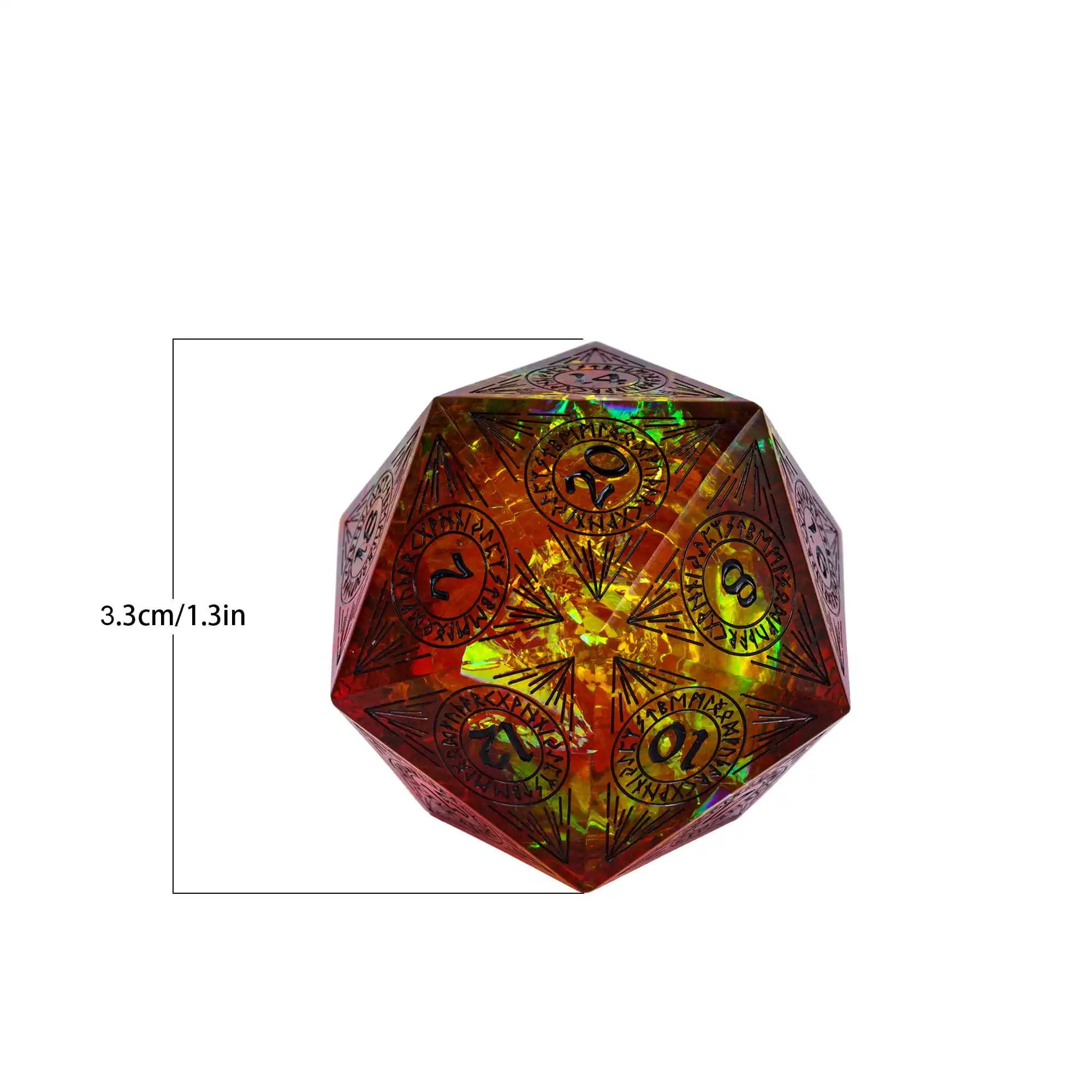 Cusdie 33mm D20 Dice Rainbow Film 20 Sided Resin Sharp Edges Dice Single D20 Polyhedral Dice for Party Bar RPG Board Games game dice dice set