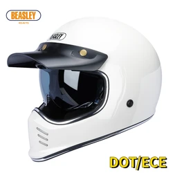Vintage cafe racer full face motorcycle helmet retro casco de moto DOT ECE approved Capacete Jet helm Motorbike