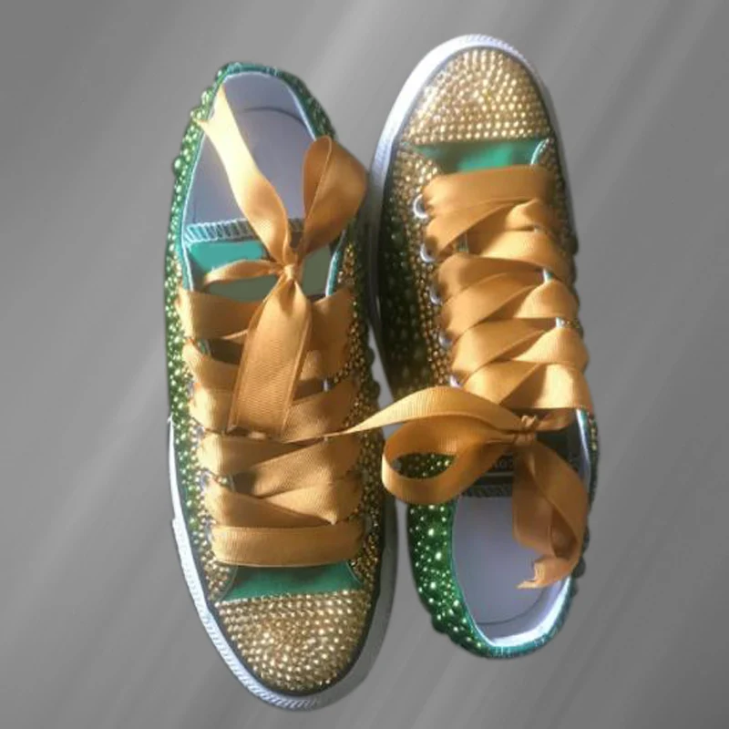

Pearl lace lace-up classic handmade custom canvas shoes Low top rhinestone casual sneakers men and women plus size 35-46