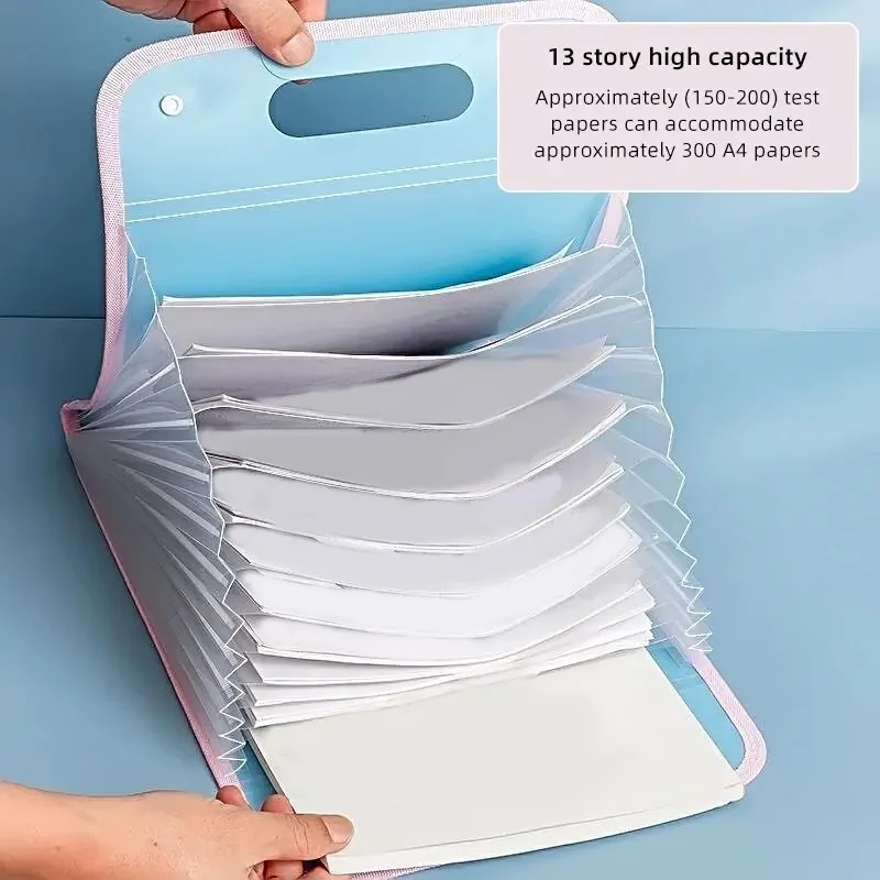 File folder 13 Pocket Portable A4 Letter Size Macaron Color Accordian Document Organizer for Classroom Office Home Storage