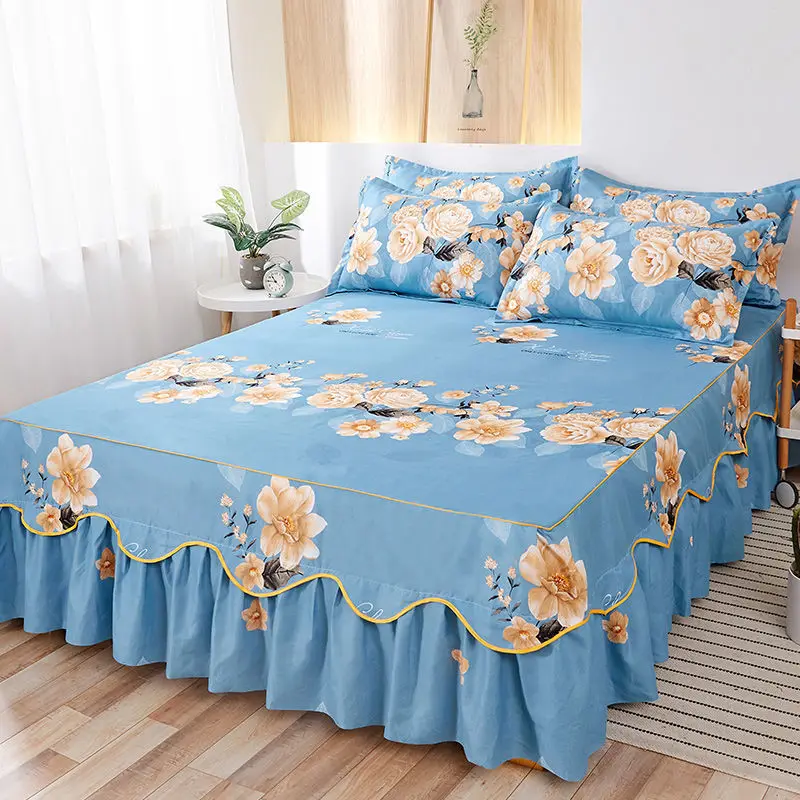 

High grade floral elegant bed skirt 1.5M 1.8M bed cover home decor bedroom bed spread queen size king size bed cover