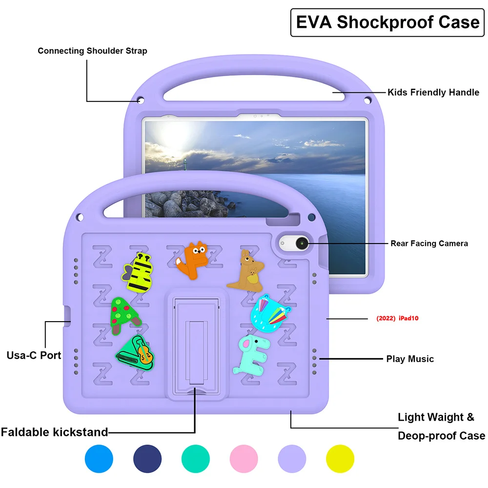 Whimsical EVA Tablet Case with Built-in Pen Slot - Durable and Fun Design