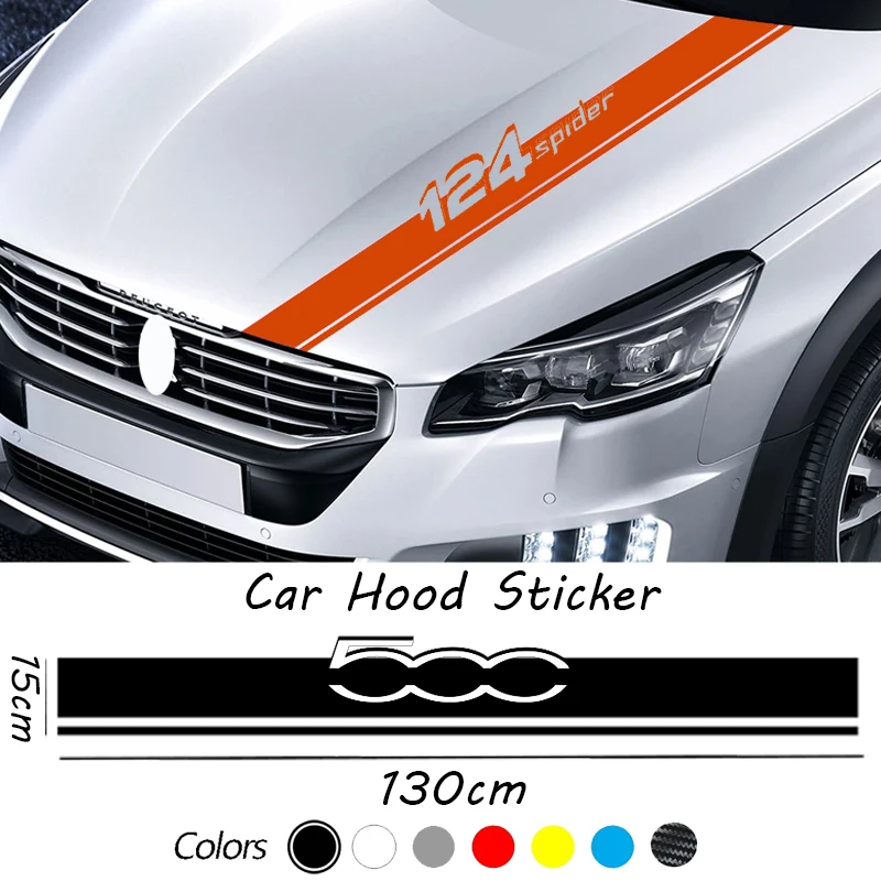 130X15Cm Auto Motore Cofano Adesivo In Vinile Per Fiat 500 Abarth Panda Seicento Idea Freemont Junto Ducato Strip Decalcomania Accessori