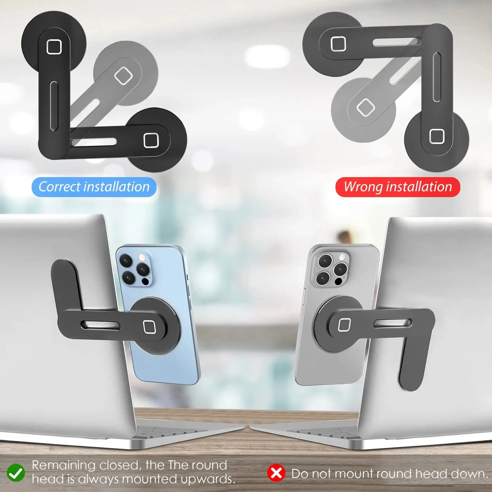 Magnetic Foldable Laptop Phone Holder for Computers and Monitors