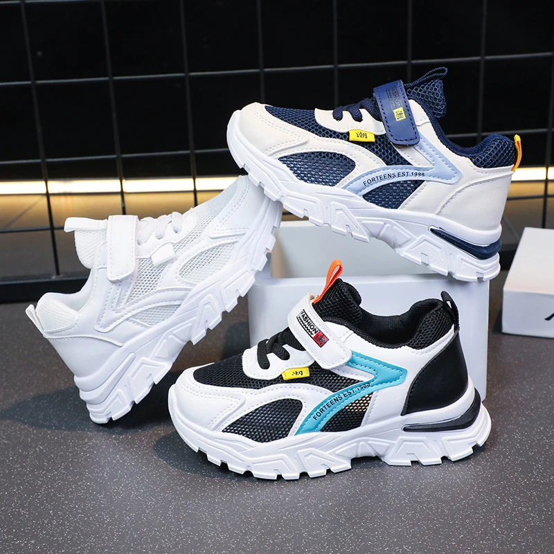 Children's Sports Leisure Shoes Blue Color Combination Soft Non-slip Boys Girls Single Shoes Black Fashion Kids Sneakers