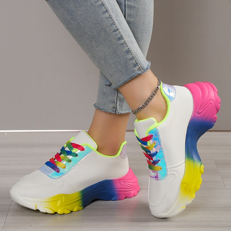 Sneaker Vulcanize Shoes Plus Size Comfortable Woman Running Stylish Platform Female Casual Strap Sports Spring Leather Moccasins