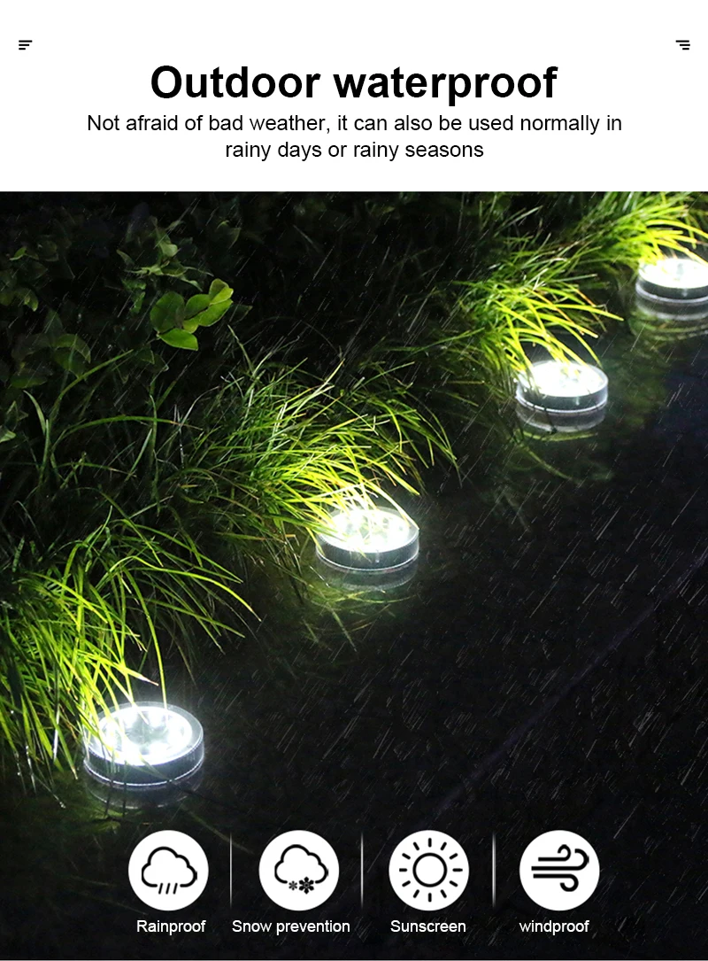 Garden Decoration Lamps Solar Power Disk Light Outdoor Garden Solar Underground Light