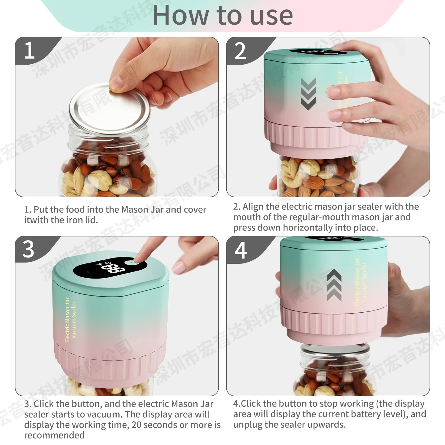 Electric Mason jar vacuum machine, fully automatic vacuum sealing machine, macaron color
