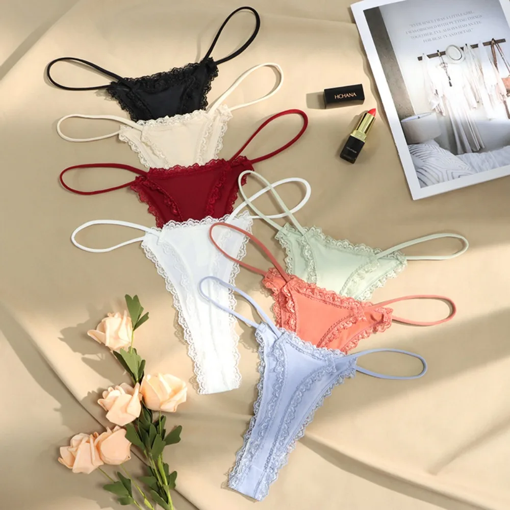

Comfortable Underpants Lingeries for Girls Low Waist Thong Bow Briefs Women G-string Panties Korean Underwear Ribbon Panties
