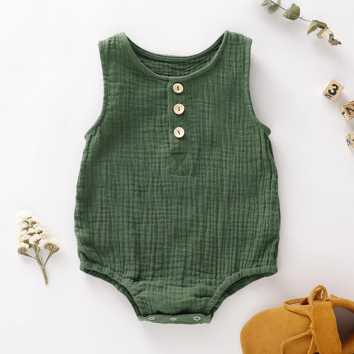 Bamboo fiber children's clothes Newborn Infant Baby Boys Girls Romper Playsuit Jumpsuit Linen Cotton Sleeveless Solid Baby Romper Clothes cool baby bodysuits	 Baby Rompers