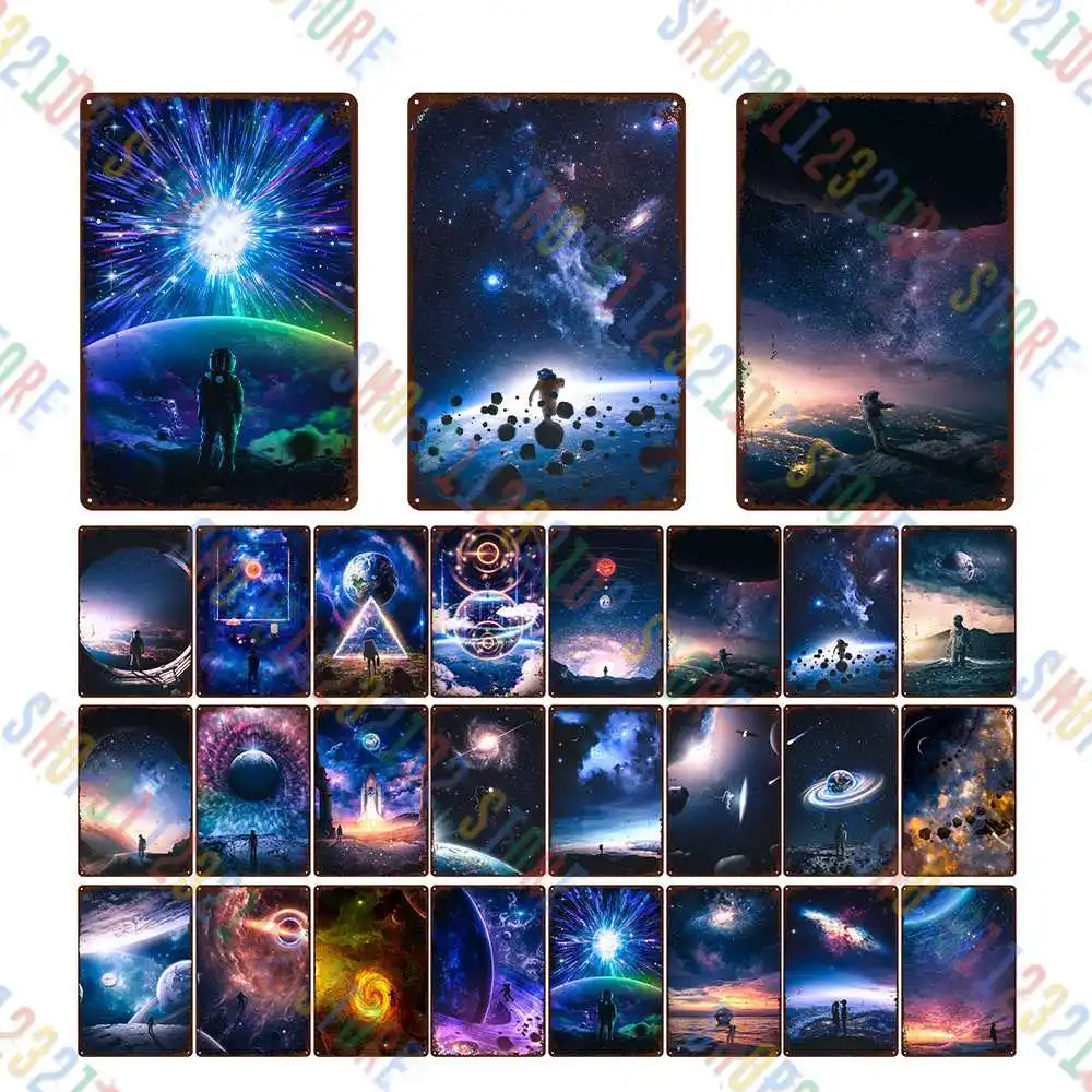 

Металлический жестяной знак Space Galaxy, Настенный декор, паб, бар, клуб, мужская пещера, гостиная, кабинет, спальня, Настенный декор
