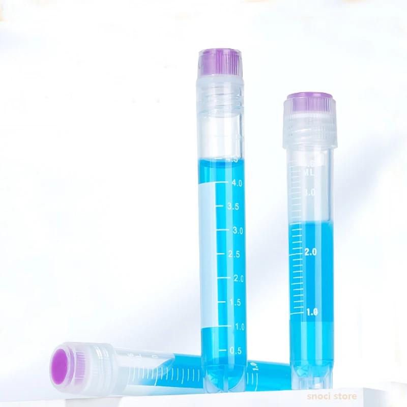 

Cell Cryopreservation Tube Aseptic liquid nitrogen spiral plastic Cryopreservation tube with gasket 100Pcs