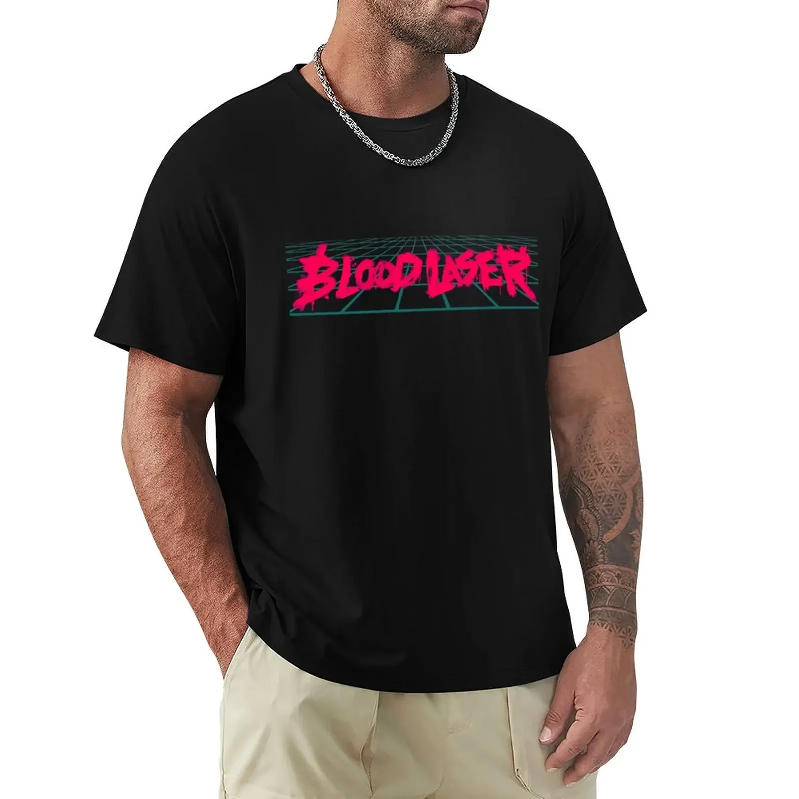 

Blood Laser Logo T-Shirt sweat graphics korean fashion Men's t-shirts