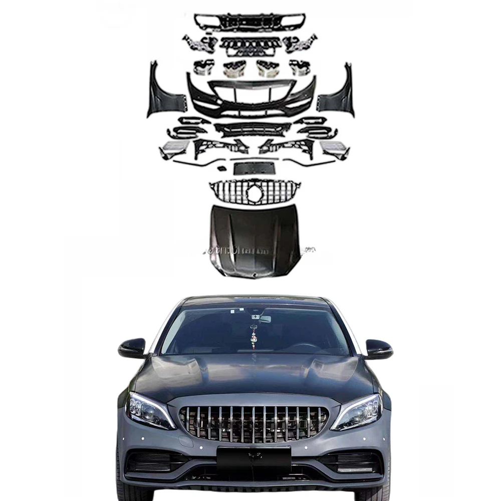 

Оригинальный Автомобильный бампер для W205 C coupe C-class C200L C240 C250 C280 C300, Модернизированный C63 amg, боди-комплект, крылья капота, задняя губа