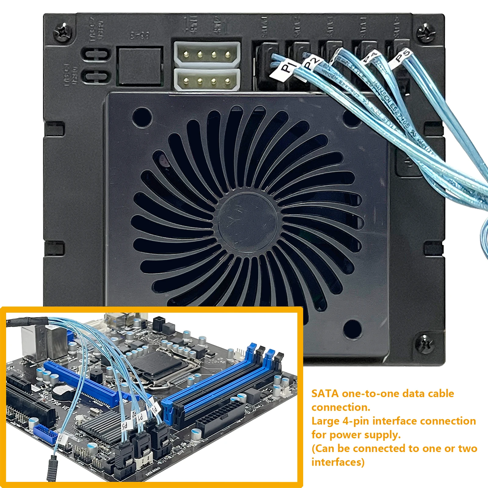 ZhenLoong 5베이 핫 스왑 하드 드라이브 디스크 케이지 모듈 3.5인치 SATA SSD HDD 데이터 저장 장치(3 x 5.25인치 광학 드라이브 위치용)
