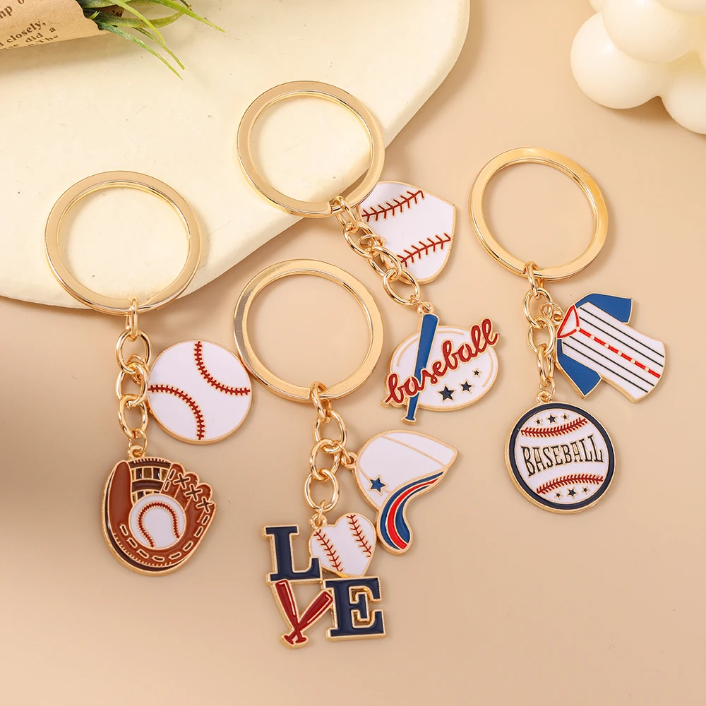 Aihua Niedlicher 'I Love Baseball' Schlüsselanhänger für Frauen Baseball-Handschuh Hut Schlüsselring Handtaschenanhänger Schmuck Geschenke Schmuckstücke