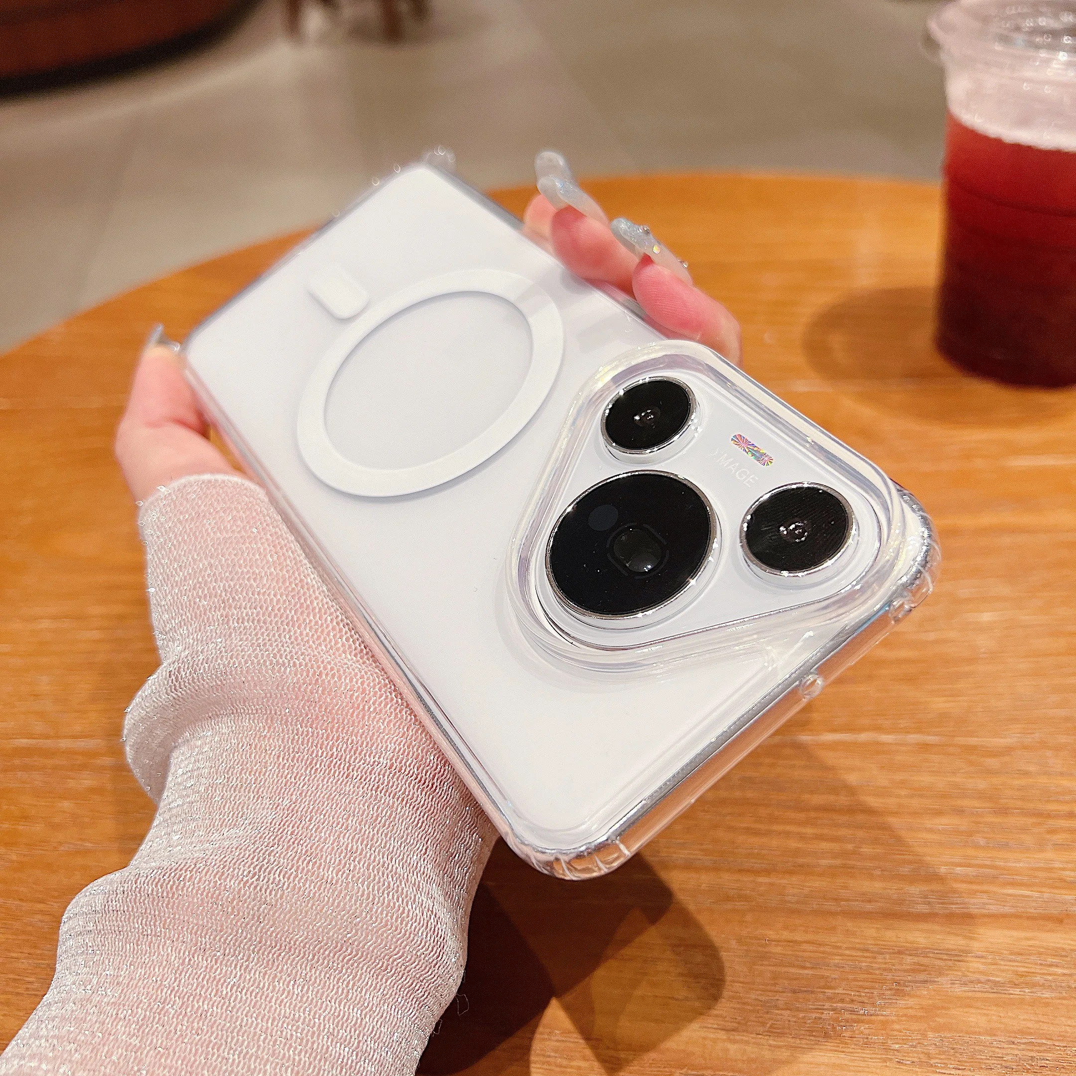 Ultra-Thin Transparent Acrylic Magnetic Shockproof Case with Airbags