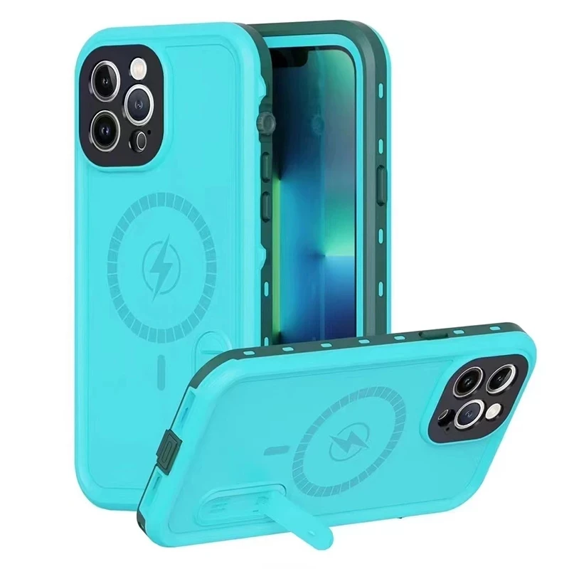 

MagSafe Case for iPhone 13 12 PRO MAX IP68 12Mini WaterProof Diving Kickstand Cover iPhone13 Shockproof Protection Cases Shell