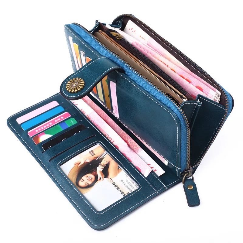 New Pu Leather Women Wallets Female Long Hasp Purses Ladies Phone Purse Card Holders Fashion Large Capacity Money Bag Carteras 2
