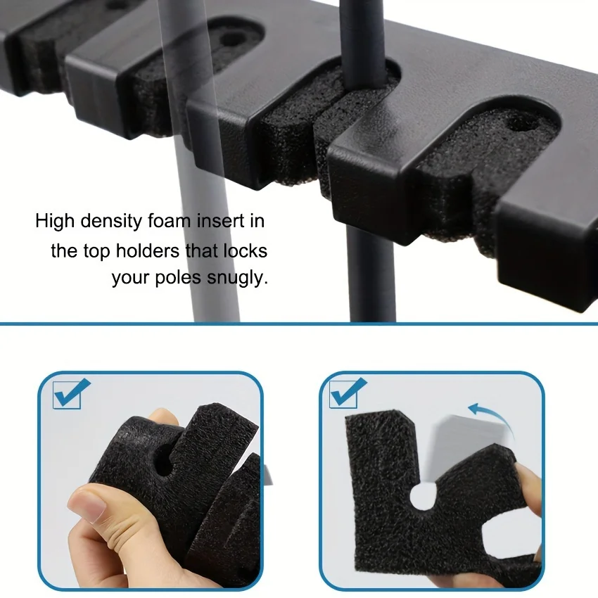 Easy-Install ABS Fishing Rod Wall Rack High-Density Foam Grip Storage for Garage Sports Equipment Rod Holders for Fishing Rods 5