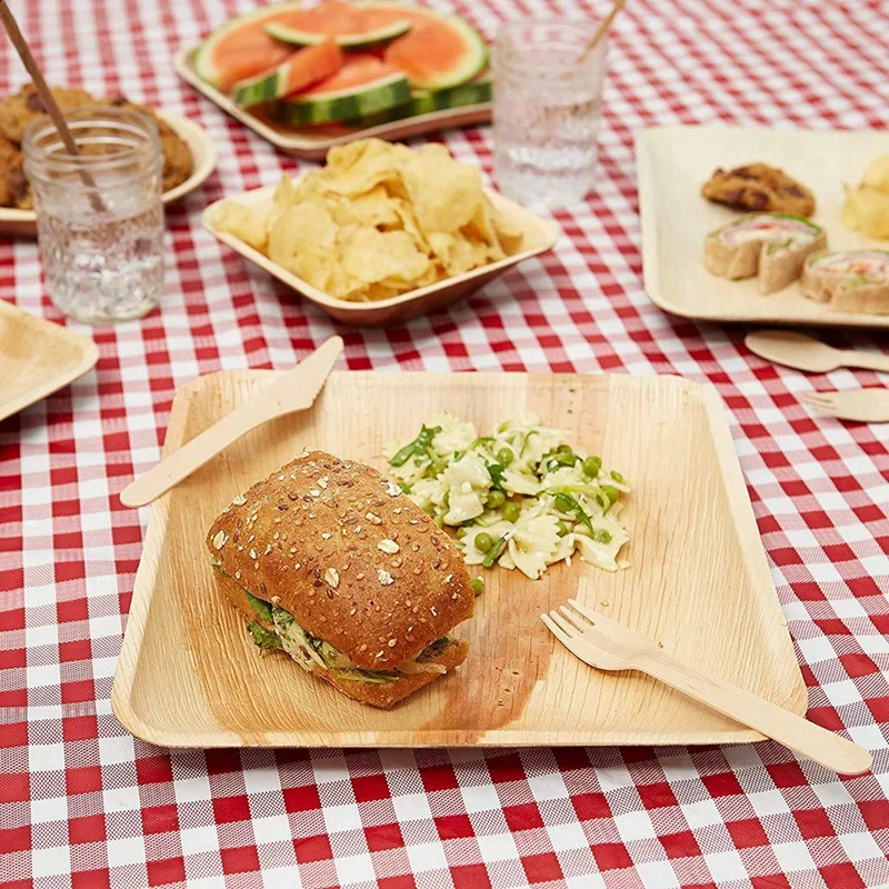 T03C!-25 Disposable Palm Leaf Plates, 8Inch(20Cm) , Eco Friendly Biodegradable Compostable Plates