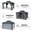 10'x 12' Hardtop , Outdoor Dual-Layer Galvanized Steel Double Roof Canopy with Netting and Curtains, Gazebos 6