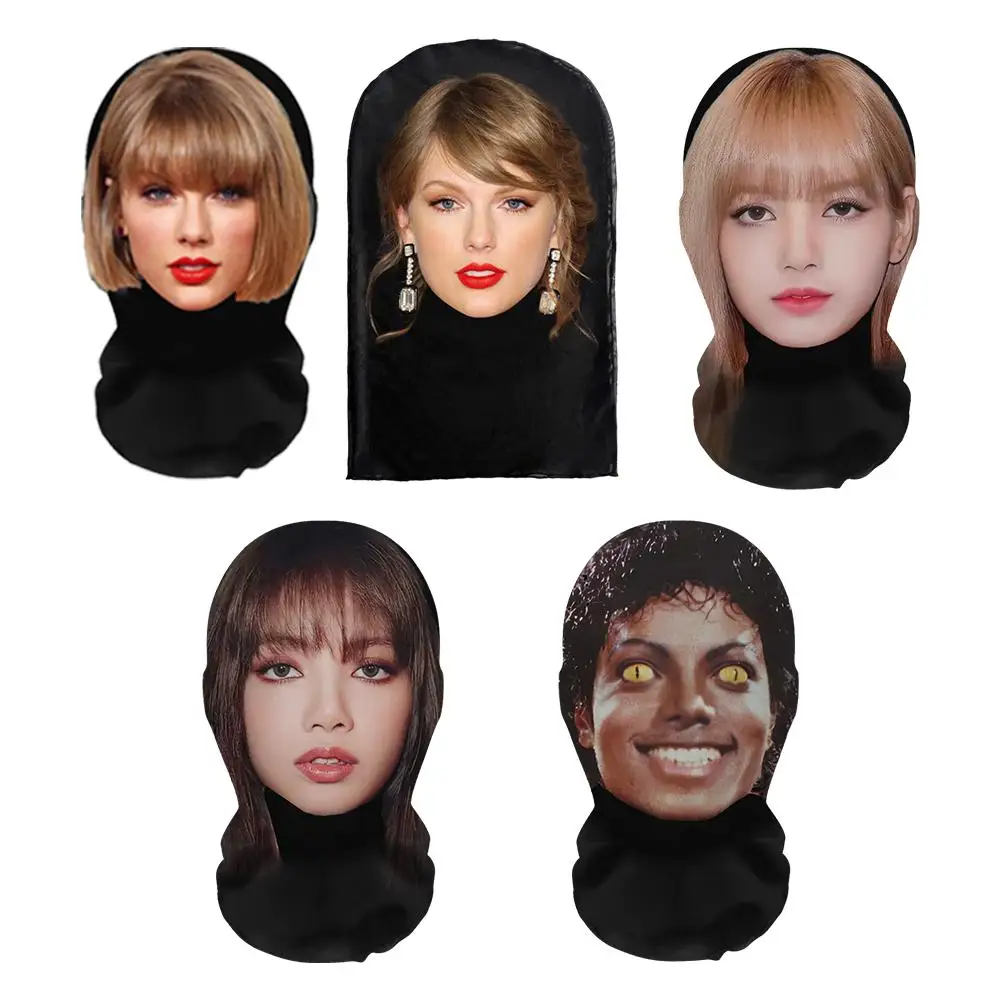 3D Printed Seamless Mask Celebrity Face Funny Head Cover Riding Scarf Cosplay Party Headwear Hip Hop Hood Balaclava