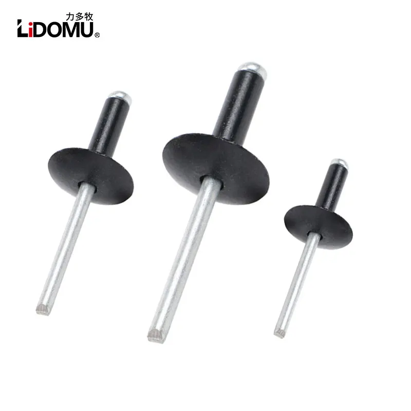 Alumínio Cego Rebite Cabeça Grande Flange Cabeça 500 Pcs Preto