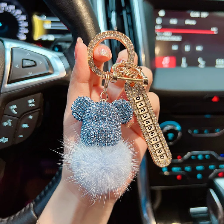 Buy Wholesale China New Luxury Rhinestone Bear Keychain Woman Car Bag  Pendant Key Chains Couple Gift Wholesale & Keychain at USD 4.19