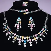 2024 New 4-piece Bride Zirconia Full Set Women's Party Jewelry Set Dubai Nigeria Crystal Wedding Jewelry Set 2