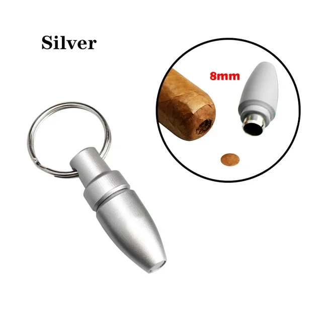 Cigar Punch Cutter With Key Ring Portable Cigar Accessories Pull Hole Cool Cigar Punch Rubber Clip Metal Gadget Mini Puncher - Image 4