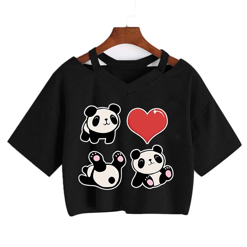 Kawaii Crop Tops for Girls Cute Korean Style T-shirt Women Panda Milk Tea Graphic T Shirt Cartoon Haruku Y2k Tee Tshirt111_voghion.com