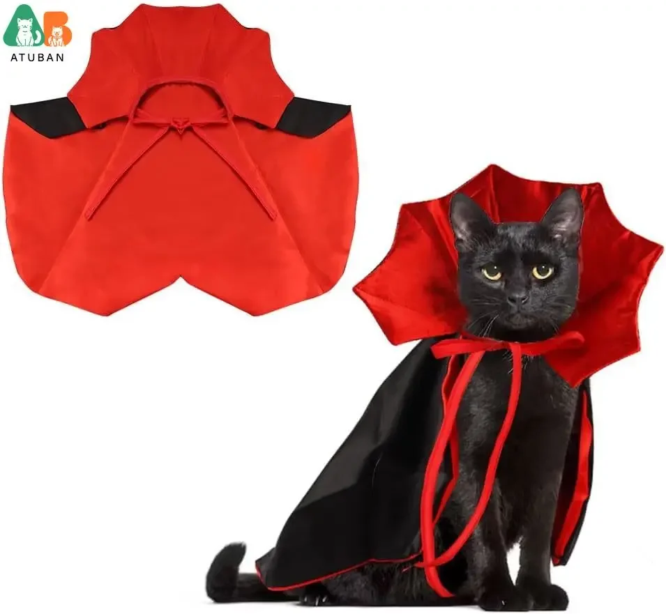 Halloween Cat Vampire Cloak Costume Halloween Adjustable Pet Cape Costume Clothes Pet Accessories Outfit Decor Cowl pet clothes