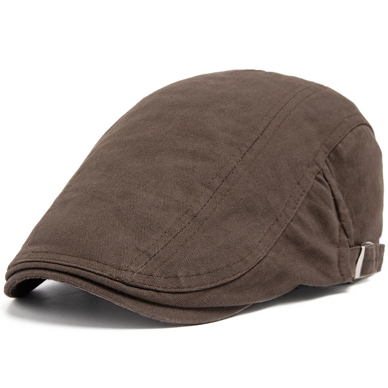 Men's Casual Berets Solid Color Vintage Cotton Visor Caps Summer