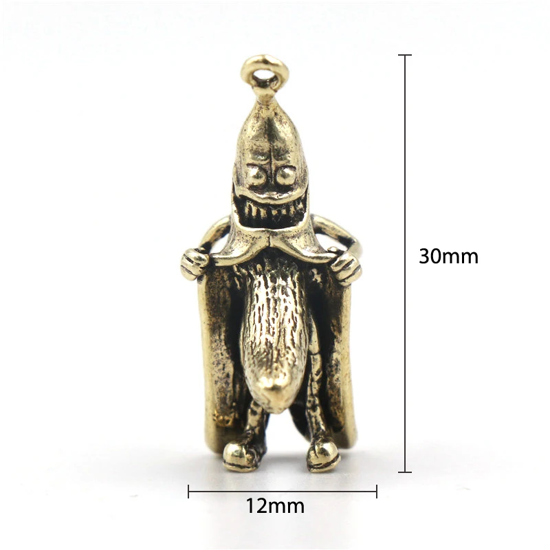 1Pcs Retro Brass Banana Man Creative Keychain Pendant Vintage Copper Desktop Ornaments Handmade Crafts Gifts