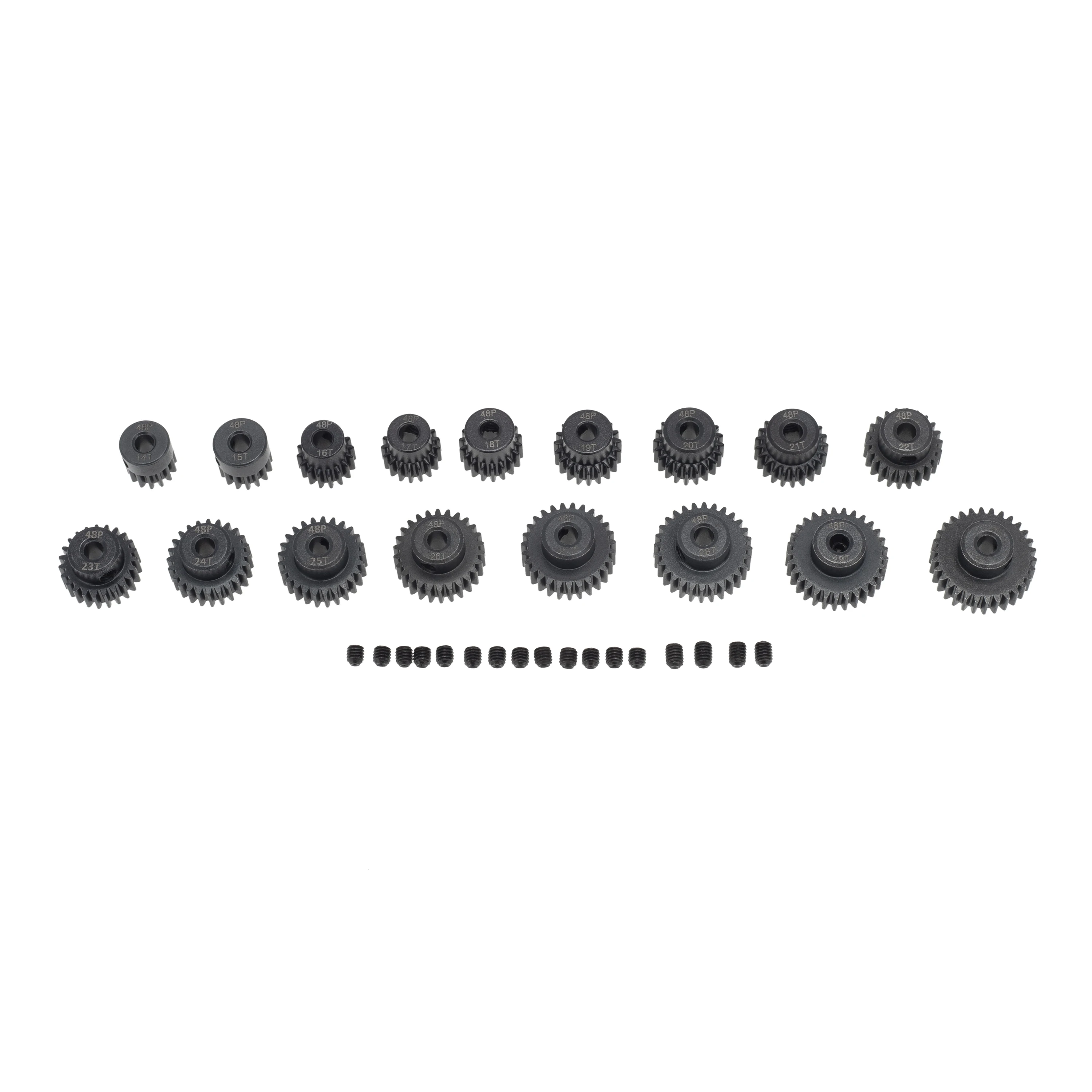 블랙 스틸 금속 피니언 모터 기어 1/10, AXIAL SCX10 RC 모델 자동차 모터 부품, 48P, 3.175mm, 16T, 17T, 18T, 19T, 20T, 22T, 24T, 25T, 26T, 27