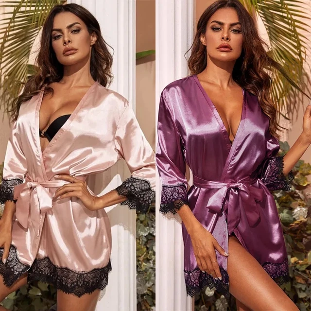BOFUNX Vestaglia Damigella d'Onore Vestaglia Kimono Sposa in Raso Pigiama Donna Accappatoi e Vestaglie da Sposa Camicia da Notte per Nozze