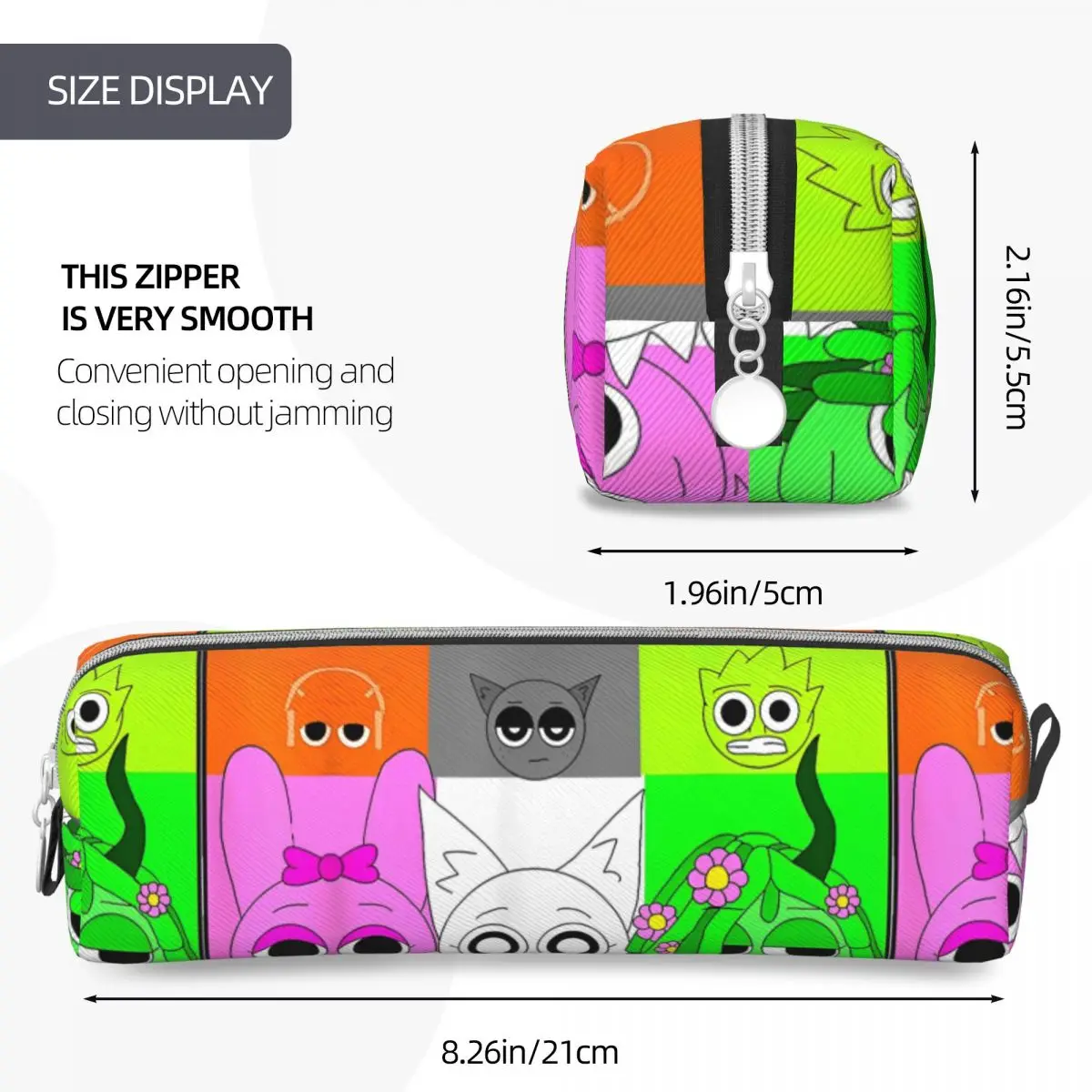 Sprunki Incredibox Game Pencil Cases Fun Pen Box Bag for Student Large Storage Office Cosmetic Pencil Box