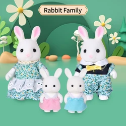 Woodland Animal Dollhouse Furniture Set - Miniature Bedroom, Kitchen, and Bathroom Accessories (White Rabbit Family)