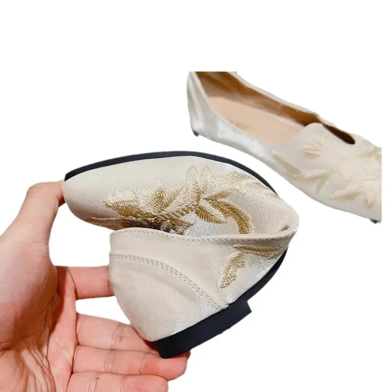 여성용 스퀘어 토 자수 로퍼 신발, 플랫 모카신 캐주얼 슬립온 신발, 플랫 라이트 워킹화, 신제품
