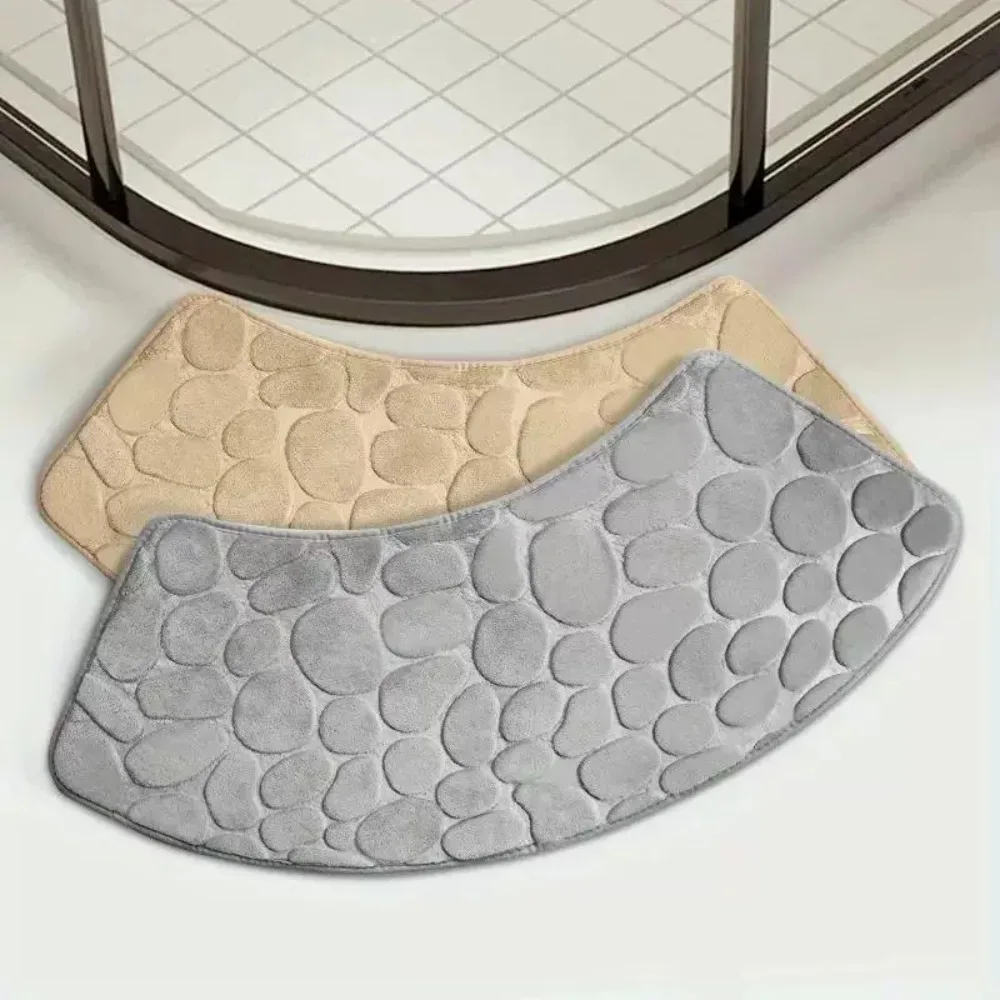 Curved Bathroom Mat - Thickened Absorbent Non-Slip Shower Mat, Dirt Resistant Toilet Door Mat for Bathroom & Entrance rug mat