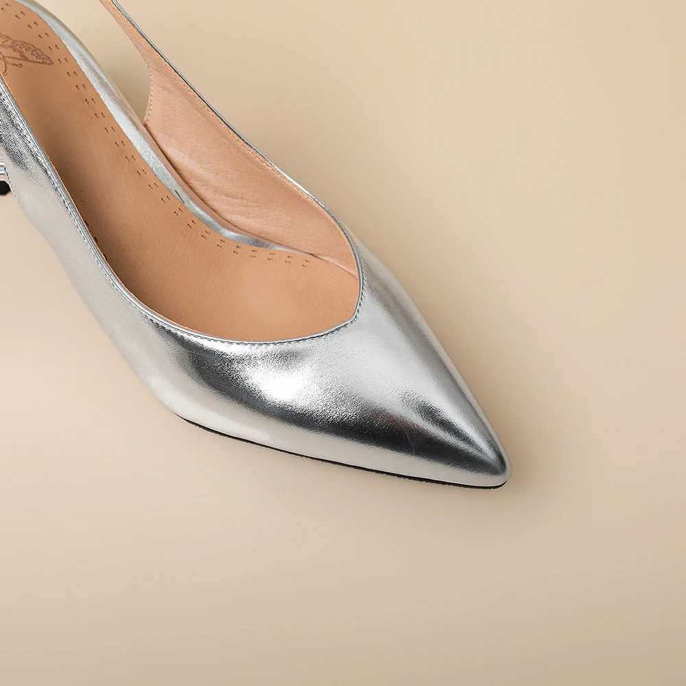 Summer New Sweet Gold Silver Women Slingback Pumps Pointed Toe High Heels Lady Shoes Plus Small Big Size 12 32 43 46 48