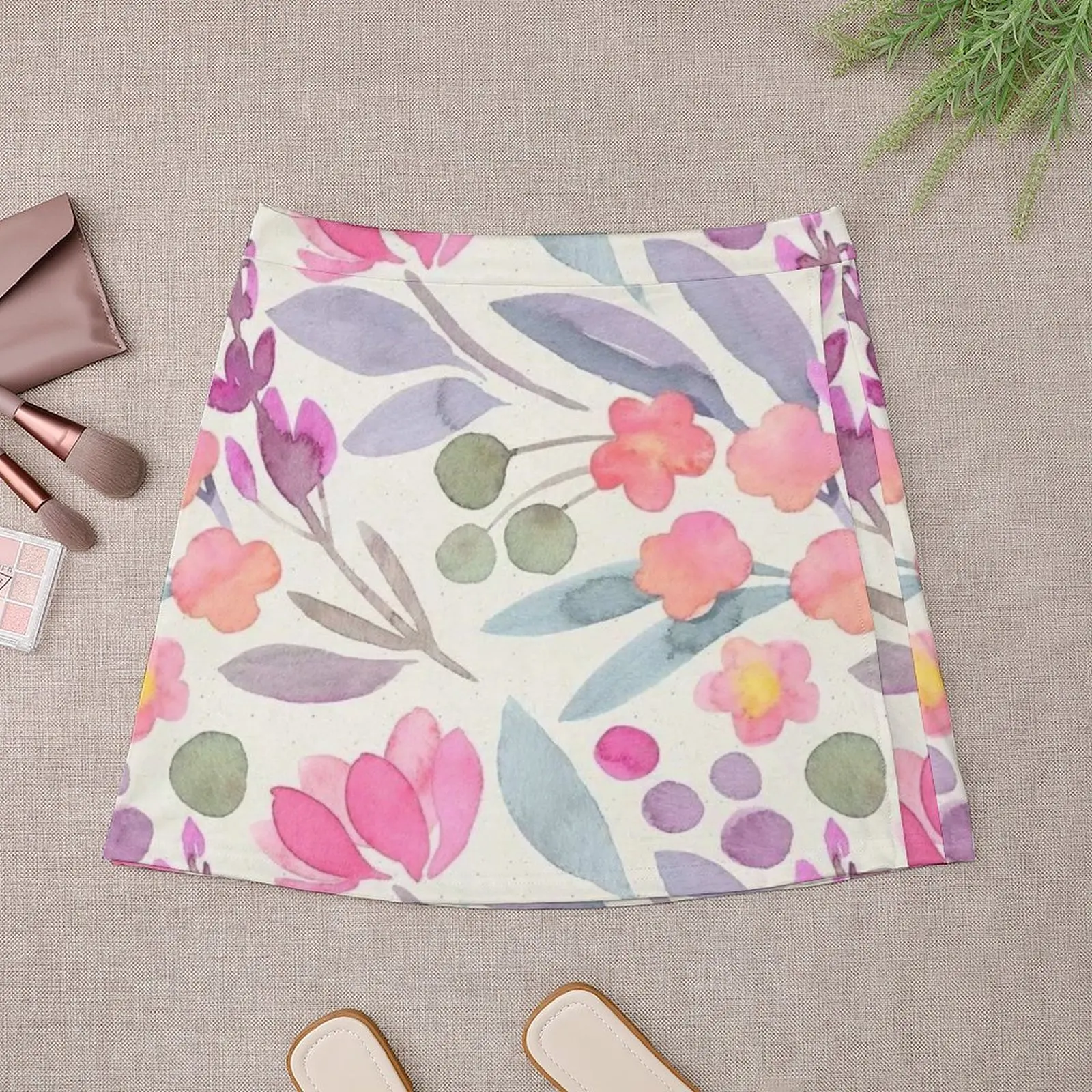 Floral Watercolor Design Mini Skirt Kawaii japanese fashion womens clothing korean skirt