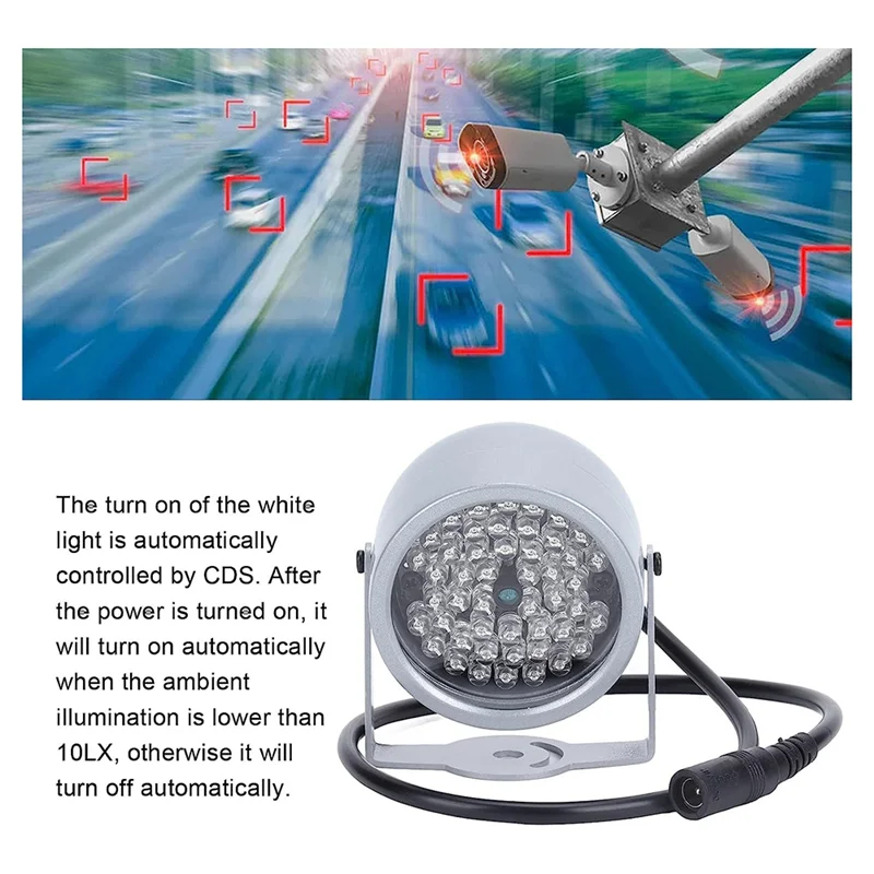 A73E-IR Illuminators, Night Vision Infrared Light 48 LED Night Vision Waterproof Lamp IR Infrared Light for Indoor