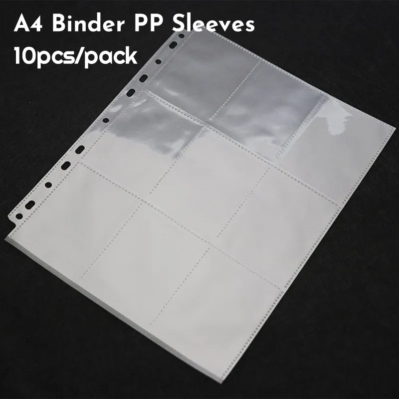 10pcs/Set A4 Binder PP Sleeves PostCards Bag 3/5 Inch Album Collect Refill Pocket Organizer Stationery Supplies photo album postcard holder photo card binder
