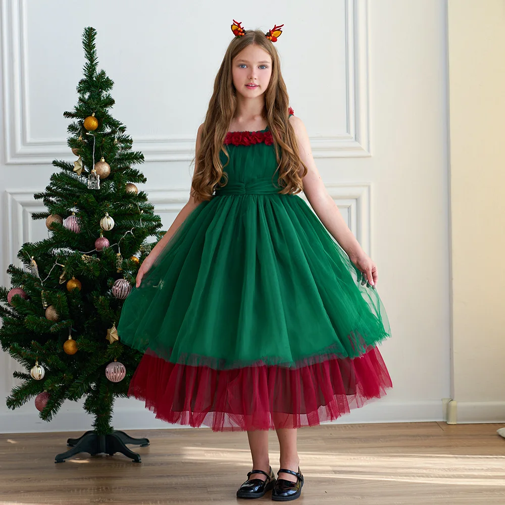 

Ballgown Spaghetti Strap Flower Girl Dresses Tulle Kids Birthday Christmas New Year Pageant Party Teen Children Dresses 2024