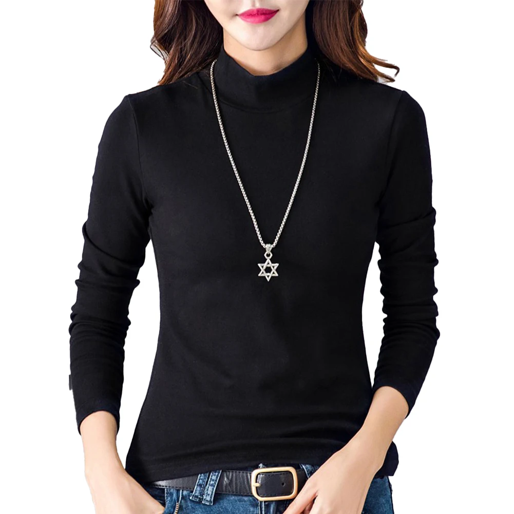 

Comfortable Women\\'s Turtleneck Base Layer Shirts Long Sleeve Slim Fit Thermal Underwear Tops in Colors