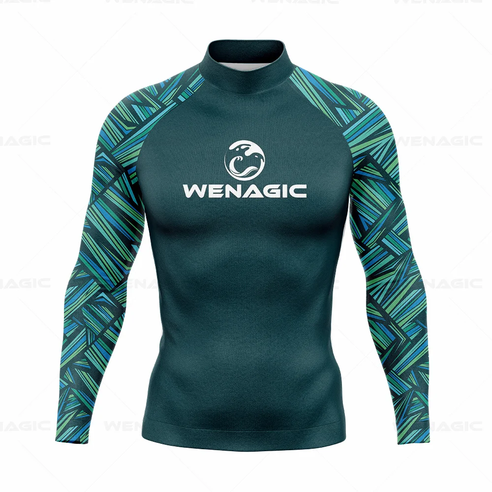 Men Long Sleeve Surf Swimsuit Swimming T-shirt Beach UV Protection Swimwear Rash Guard Surfing Diving Swimsuit Tights Shirt