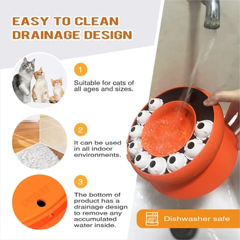 Cat Bowl Puzzle Toy Leak Food Slowly Feed Keep Cat Stomach Healthy Slanted Design Protect Kitty Neck Multifunction Pet Feed Bowl 6