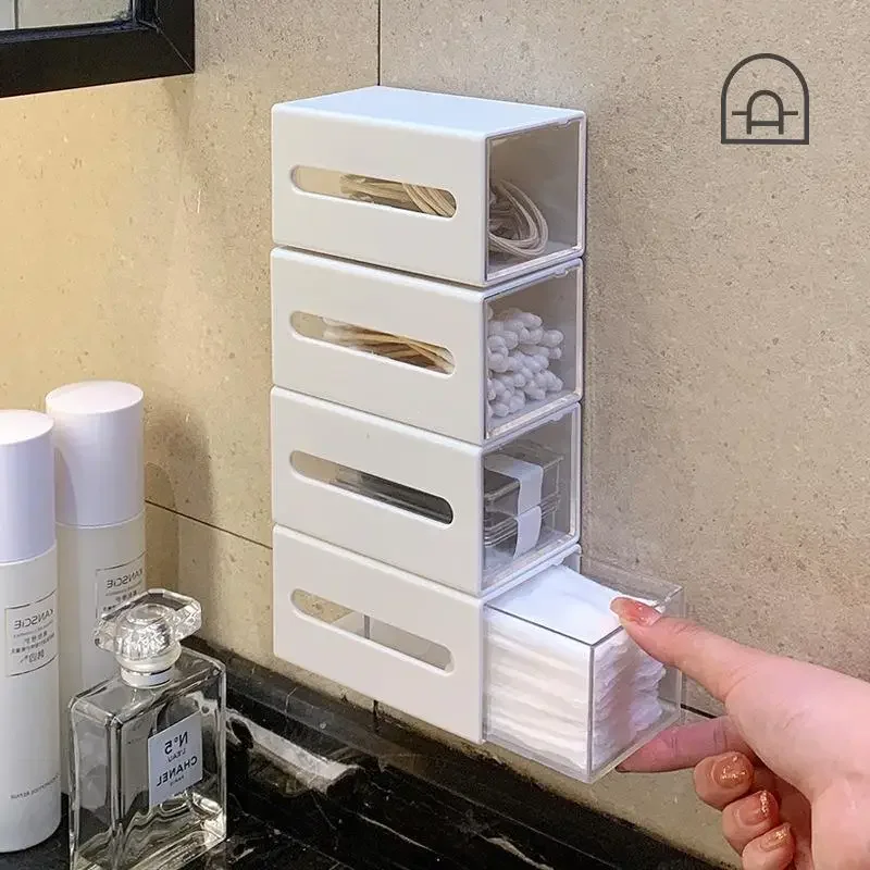 

Punch-free Wall Mounted Storage Box For Jewelry Swab Lipstick, Dust-proof Makeup Box, Multifunctional Cosmetic Box,Storage Rack